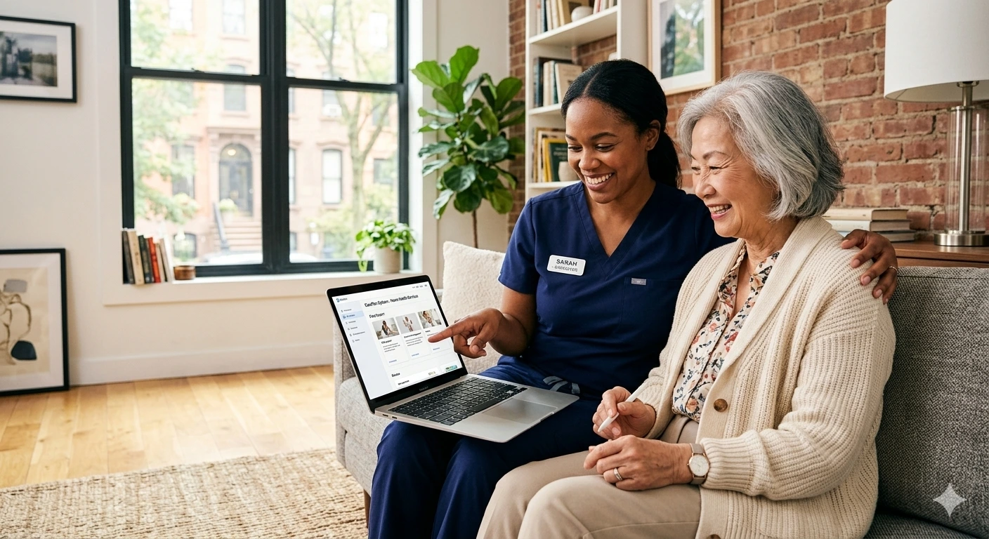 Family meeting with a care professional